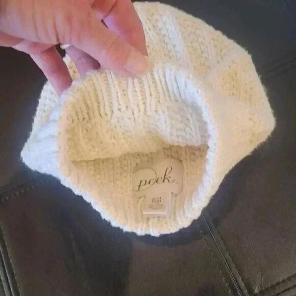 Peek Women's Cream Cotton Knit Slouchy Beanie - Picture 3 of 5